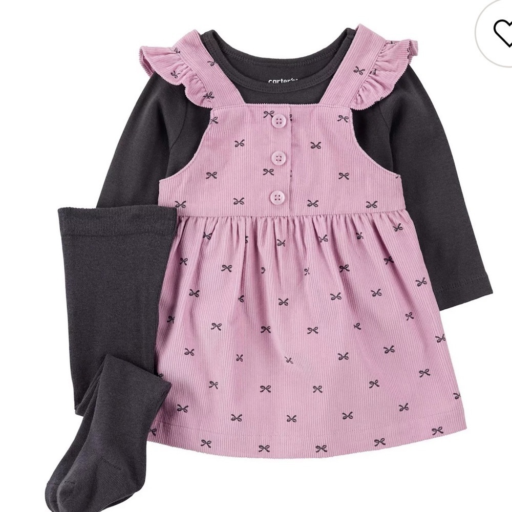 Baby Girl Carter's 3-Piece Tee, Bow & Corduroy Jumper Set